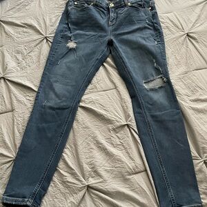 Torrid Bombshell Skinny Blue Jeans with Distress